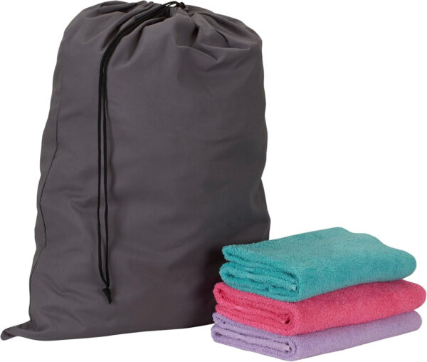 Household Essentials 140-1 Extra Large Natural Cotton Laundry Bag | Heavy Duty Hamper Liner | Grey
