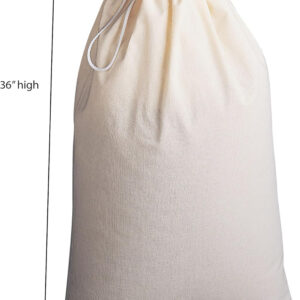 Household Essentials 140-1 Extra Large Natural Cotton Laundry Bag | Heavy Duty Hamper Liner | Grey