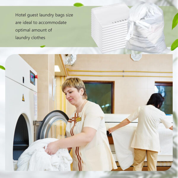 200 Pcs Hotel Laundry Bags Bulk 1.38 Mil 14" x 24" Laundry Bags Plastic with Drawstring Closure Writing Strips Patient Personal Belongings Bags Dirty Clothes Bag for Factory Travel Hospital