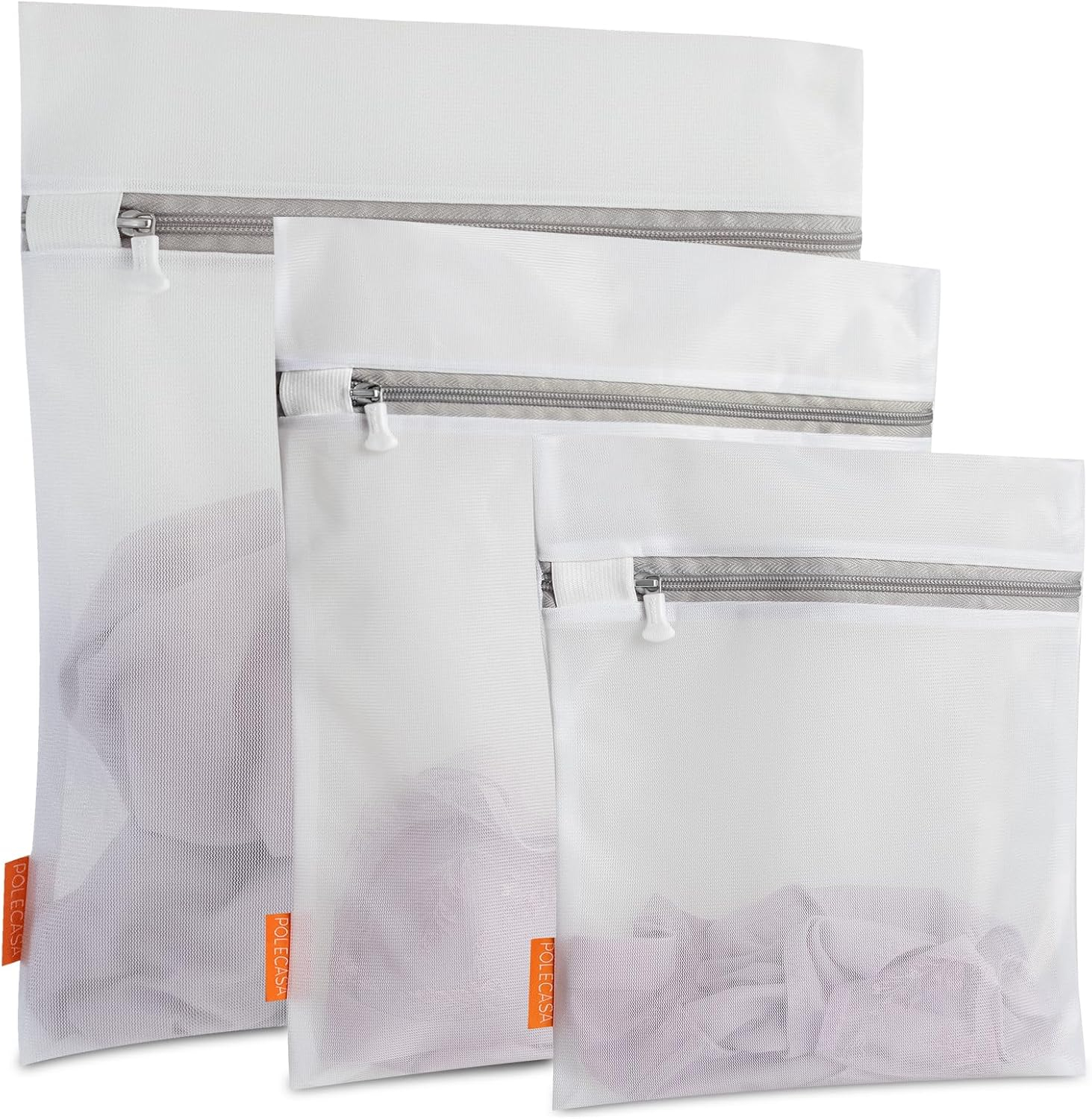 688860ca7feedf2eb9c594ea99595ce1bce0c0b8efda1f3b7594d.jpg Polecasa Premium Soft Fine Mesh Laundry Bags with Sturdy Zipper for Delicates - 3 Pack Durable Laundry Room Essentials for College, Dorm, Travel- 1 Large, 1 Medium, 1 Small