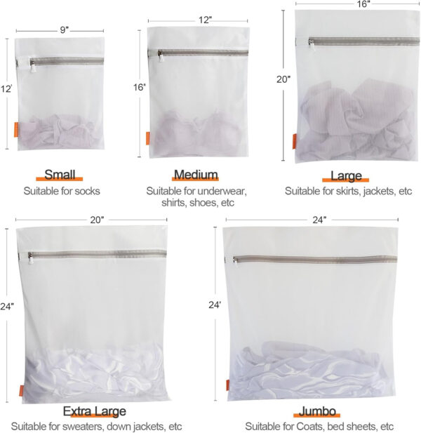688860cc5ac1eb715fb18cd7895c3283ed7e59a224a314f92df9b.jpg Polecasa Premium Soft Fine Mesh Laundry Bags with Sturdy Zipper for Delicates - 3 Pack Durable Laundry Room Essentials for College, Dorm, Travel- 1 Large, 1 Medium, 1 Small