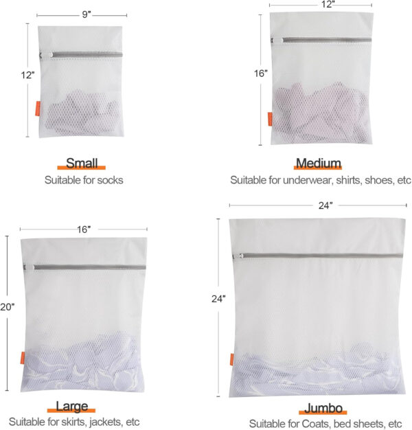 688860e45912f1de35c24b6b63f49e4c658fe67d7299bd3459eed.jpg Polecasa Premium Soft Fine Mesh Laundry Bags with Sturdy Zipper for Delicates - 3 Pack Durable Laundry Room Essentials for College, Dorm, Travel- 1 Large, 1 Medium, 1 Small