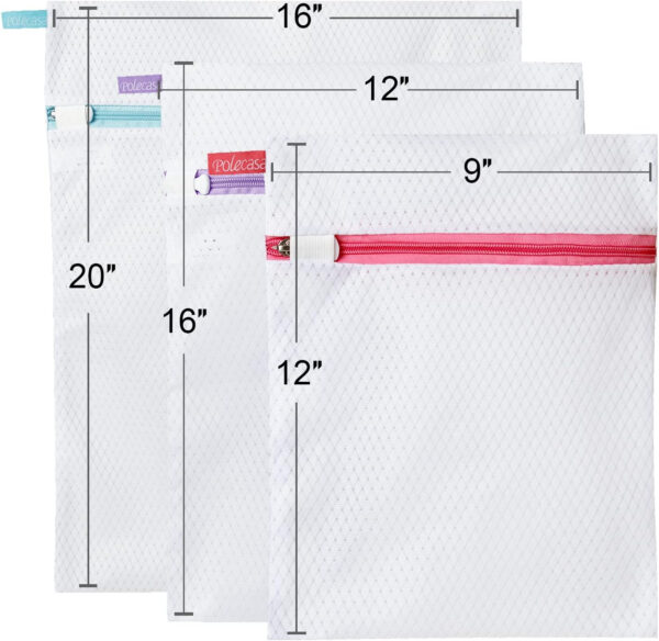 688860f23218af3f4a8c7a7eb54802600743960fd71afd34aa6d1.jpg Polecasa Premium Soft Fine Mesh Laundry Bags with Sturdy Zipper for Delicates - 3 Pack Durable Laundry Room Essentials for College, Dorm, Travel- 1 Large, 1 Medium, 1 Small