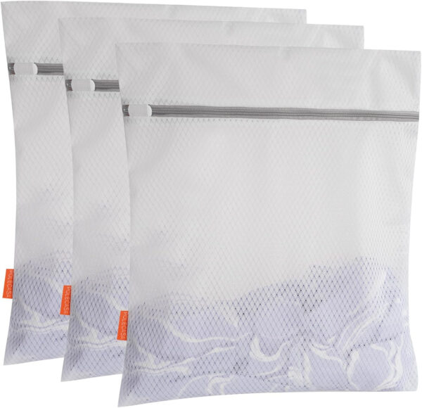 688860f8ed3d3f6bbceacc749b549a78b0f486e873bd10857cac5.jpg Polecasa Premium Soft Fine Mesh Laundry Bags with Sturdy Zipper for Delicates - 3 Pack Durable Laundry Room Essentials for College, Dorm, Travel- 1 Large, 1 Medium, 1 Small