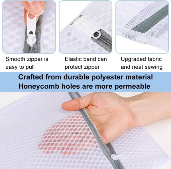 Vivifying Shoe Washing Machine Bag, 2 Pack Honeycomb Mesh Laundry Bag with Zipper for Sneakers, Running Shoes, Sock, Bras, Delicates and Toys