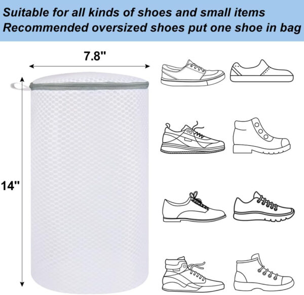 Vivifying Shoe Washing Machine Bag, 2 Pack Honeycomb Mesh Laundry Bag with Zipper for Sneakers, Running Shoes, Sock, Bras, Delicates and Toys
