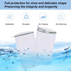 Vivifying Shoe Washing Machine Bag, 2 Pack Honeycomb Mesh Laundry Bag with Zipper for Sneakers, Running Shoes, Sock, Bras, Delicates and Toys