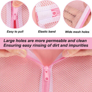 Vivifying Shoe Washing Machine Bag, 2 Pack Honeycomb Mesh Laundry Bag with Zipper for Sneakers, Running Shoes, Sock, Bras, Delicates and Toys