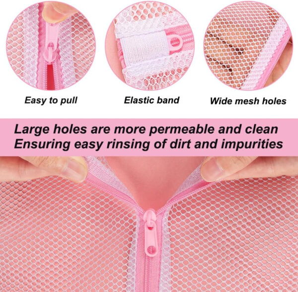 Vivifying Shoe Washing Machine Bag, 2 Pack Honeycomb Mesh Laundry Bag with Zipper for Sneakers, Running Shoes, Sock, Bras, Delicates and Toys