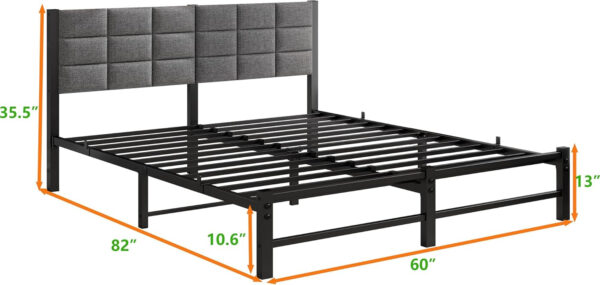 Twin Bed Frame with Headboard,Single Bed Frame Twin Size with Metal Slats Support/Metal Upholstered Platform Bed Frame No Box Spring Needed/Under Bed Storage/Easy Assembly,Noise Free,Grey