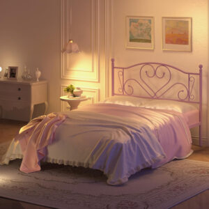 Weehom Twin Bed Frames with Headboard, Heavy Duty Metal Platform Under Bed Storage Space Easy Assembly for Kids Girls Adults White