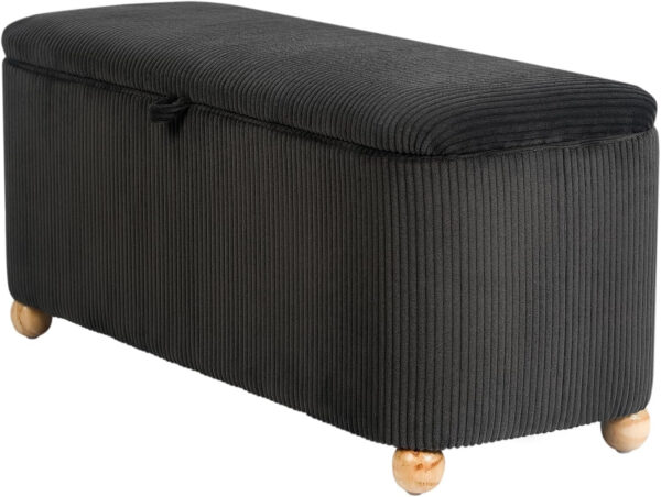 Homebeez Storage Ottoman Bench, 40" Velvet End of Bed Rectangle Upholstered Bedroom Bench, Foot Rest Stool for Living Room, Entryway, White