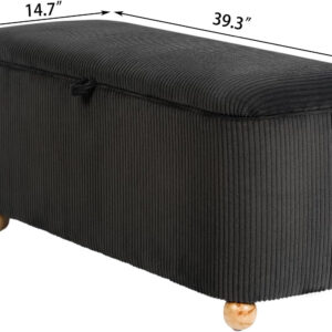 Homebeez Storage Ottoman Bench, 40" Velvet End of Bed Rectangle Upholstered Bedroom Bench, Foot Rest Stool for Living Room, Entryway, White