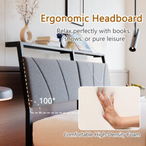 Floating Full Size Bed Frame with Headboard&Storage Shelf,Ergonomic Full Bed Frames with USB Charging&LED Lights,Platform Bed Frame Noise-Free Metal Slats | Modern Bedroom Design