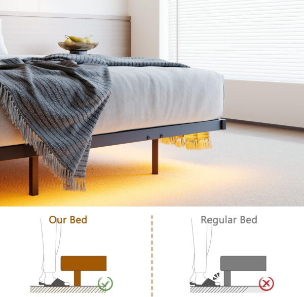 Floating Full Size Bed Frame with Headboard&Storage Shelf,Ergonomic Full Bed Frames with USB Charging&LED Lights,Platform Bed Frame Noise-Free Metal Slats | Modern Bedroom Design