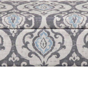 HomePop Large Upholstered Rectangular Storage Ottoman Bench with Hinged Lid, Slate Damask