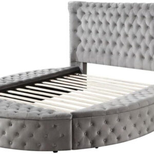 Acme Gaiva Eastern King Bed with Storage in Gray Velvet
