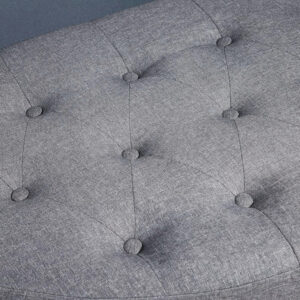 HOMCOM Half Moon Storage Ottoman, Upholstered Button Tufted Storage Bench with Lift Lid and Wood Legs, for Living Room, Entryway, Gray