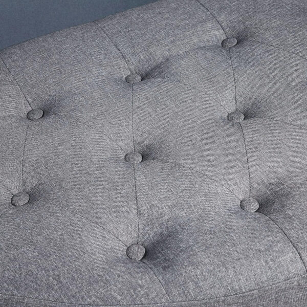 HOMCOM Half Moon Storage Ottoman, Upholstered Button Tufted Storage Bench with Lift Lid and Wood Legs, for Living Room, Entryway, Gray