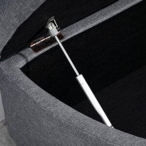 HOMCOM Half Moon Storage Ottoman, Upholstered Button Tufted Storage Bench with Lift Lid and Wood Legs, for Living Room, Entryway, Gray