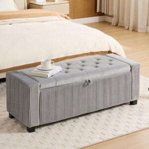 6888669ba19d8bdacfcd3c81d9bebabe15f3425e73c6f1c92d9a6.jpg Velvet Storage Ottoman Bench, Bench for Bedroom End of Bed, Ottoman with Storage for Living Room and Entryway(Grey)