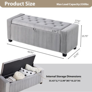 6888669d4d3ba3fd3bbc4f4d6f2070d39693d89d4fe0ef69f2738.jpg Velvet Storage Ottoman Bench, Bench for Bedroom End of Bed, Ottoman with Storage for Living Room and Entryway(Grey)