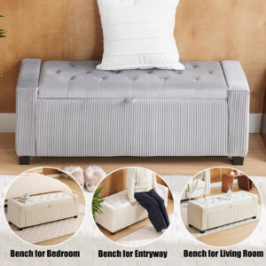 6888669f0c278cc0cfb9ad5363c109933489a3456e3b307061739.jpg Velvet Storage Ottoman Bench, Bench for Bedroom End of Bed, Ottoman with Storage for Living Room and Entryway(Grey)