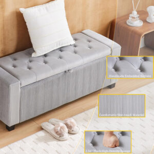 688866a28b50607f5fe41f6c33e92b00bc851760e9a8458c4aa86.jpg Velvet Storage Ottoman Bench, Bench for Bedroom End of Bed, Ottoman with Storage for Living Room and Entryway(Grey)