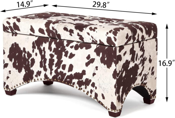 688866e97c955cf28907b713eef0a4e9864213e99a57dabe28546.jpg Adeco 29.8 inch Fabric Storage Ottoman Bench Footstool,Nailhead Trim Upholstered Entryway Storage Benches,Rectangular End of Bed Bench with Wooden Legs for Bedroom Living Room (Brown)