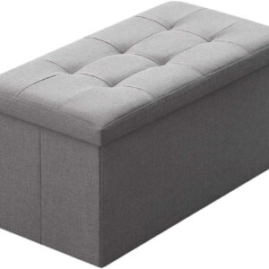 Camabel Folding Storage Ottoman Bench Foldable Storage Chest Foot Rest Stool End of Bed Bench with Seat 15 x 30 x 15 Inches Load up to 660 lb for Living Room Bedroom Entryway Grey