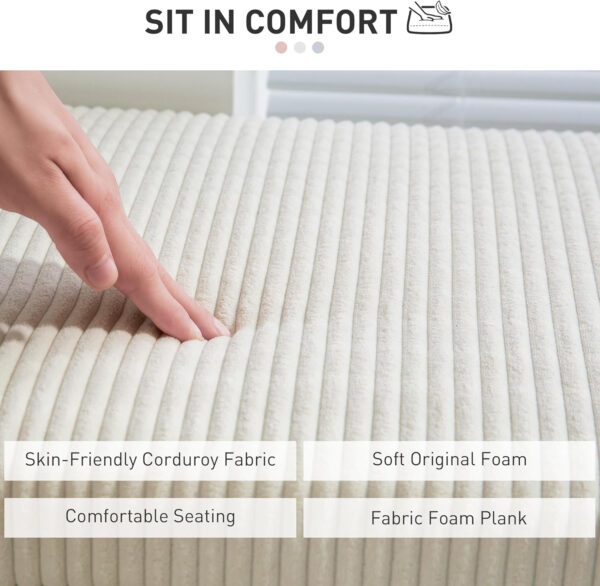 HOMCOM 44 Inches Storage Ottoman Bench, Foot Rest with Removable Lid, Legs, End of Bed Bench, Corduroy Storage Chest, Padded Seat, for Living Room, Bedroom, Entryway, Gray
