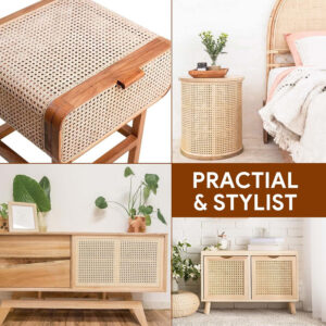 24" Width Rattan Cane Webbing Rattan Cane Webbing Roll 15 Feet Hexagon Weave Mesh 1/2 Inch Pre-Woven Cane Net Open Weave Wicker Cane Webbing Rattan Sheets Natural Material for Cabinet Chair (15 Feet)
