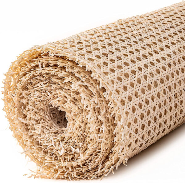 24" Width Rattan Cane Webbing Rattan Cane Webbing Roll 15 Feet Hexagon Weave Mesh 1/2 Inch Pre-Woven Cane Net Open Weave Wicker Cane Webbing Rattan Sheets Natural Material for Cabinet Chair (15 Feet)