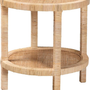 bali & pari Bella Natural Rattan End Table, 2-Tier