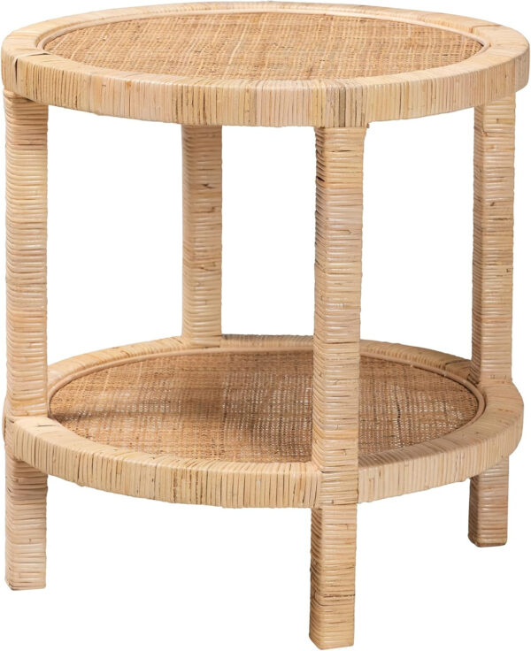 bali & pari Bella Natural Rattan End Table, 2-Tier