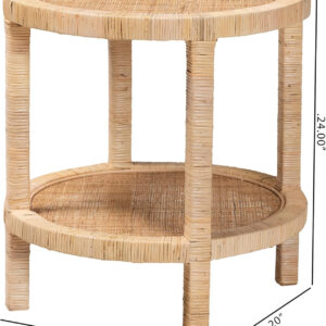 bali & pari Bella Natural Rattan End Table, 2-Tier