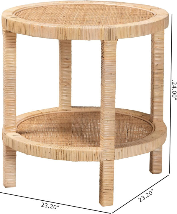 bali & pari Bella Natural Rattan End Table, 2-Tier