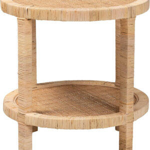 bali & pari Bella Natural Rattan End Table, 2-Tier