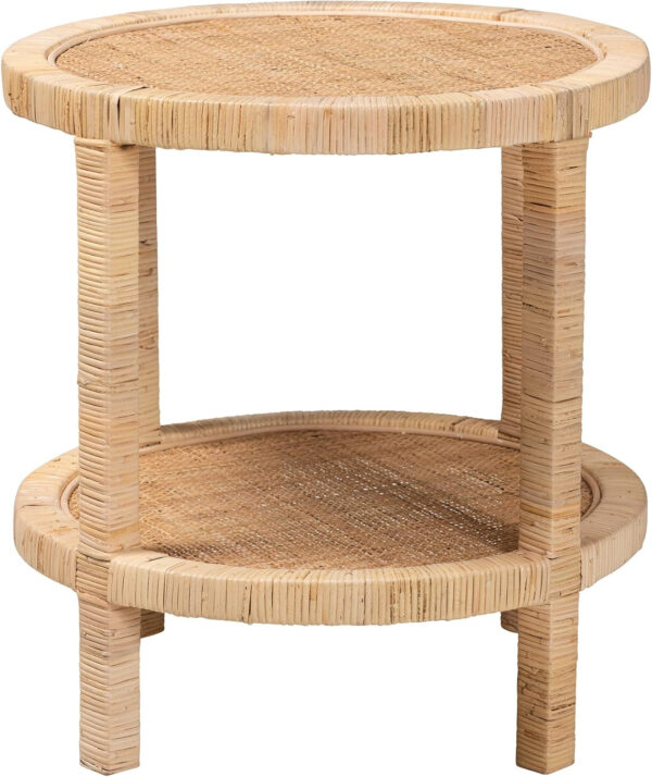 bali & pari Bella Natural Rattan End Table, 2-Tier