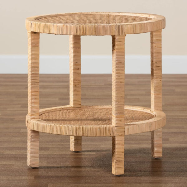 bali & pari Bella Natural Rattan End Table, 2-Tier