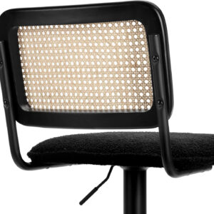 Finnhomy Modern Rattan Bar Stools Set of 2 - Natural Woven Design, Swivel Seat, Footrest, and Cane Backrest, Height Adjustable Bar Chairs for Kitchen Counter and Dining Room, PU Whisky