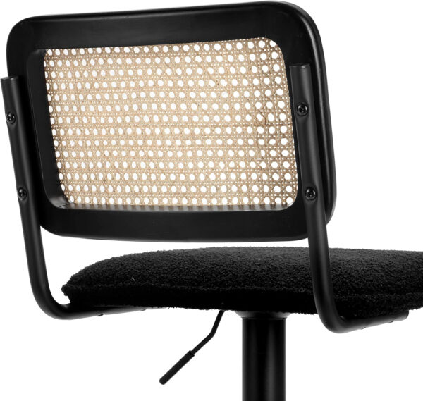 Finnhomy Modern Rattan Bar Stools Set of 2 - Natural Woven Design, Swivel Seat, Footrest, and Cane Backrest, Height Adjustable Bar Chairs for Kitchen Counter and Dining Room, PU Whisky