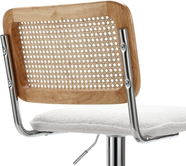 Finnhomy Modern Rattan Bar Stools Set of 2 - Natural Woven Design, Swivel Seat, Footrest, and Cane Backrest, Height Adjustable Bar Chairs for Kitchen Counter and Dining Room, PU Whisky