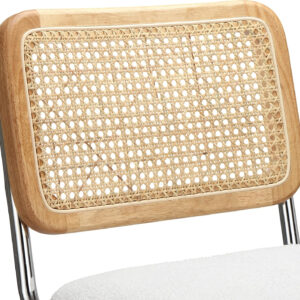 Finnhomy Modern Rattan Bar Stools Set of 2 - Natural Woven Design, Swivel Seat, Footrest, and Cane Backrest, Height Adjustable Bar Chairs for Kitchen Counter and Dining Room, PU Whisky