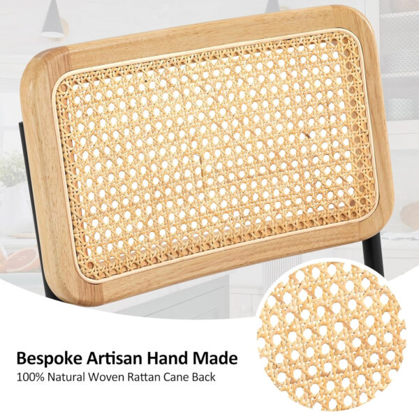 Finnhomy Modern Rattan Bar Stools Set of 2 - Natural Woven Design, Swivel Seat, Footrest, and Cane Backrest, Height Adjustable Bar Chairs for Kitchen Counter and Dining Room, PU Whisky