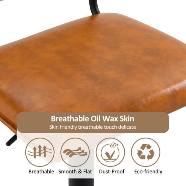 Finnhomy Modern Rattan Bar Stools Set of 2 - Natural Woven Design, Swivel Seat, Footrest, and Cane Backrest, Height Adjustable Bar Chairs for Kitchen Counter and Dining Room, PU Whisky