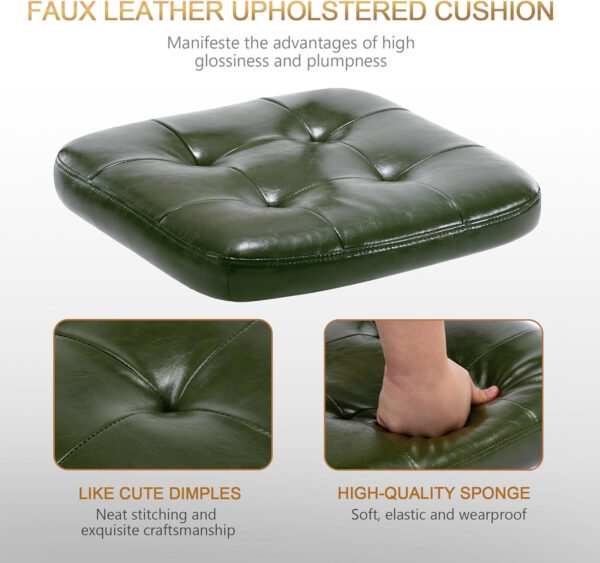 Zesthouse Rattan Desk Chair No Wheels, Mid Century Modern Home Office Chair with Cane Mesh & Wooden Back, Vintage Faux Leather Swivel Accent Chair, Upholstered Armless Computer Task Chair,Brown