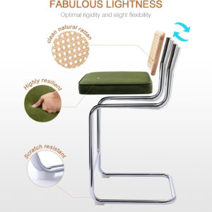 Zesthouse Natural Rattan Bar Stools Set of 2, Modern Counter Height Stools with Solid Wood Back, 26'' Counter Height Chairs, Mid Century Cantilevered Bar Chairs for Kitchen Island, Faux Leather Brown