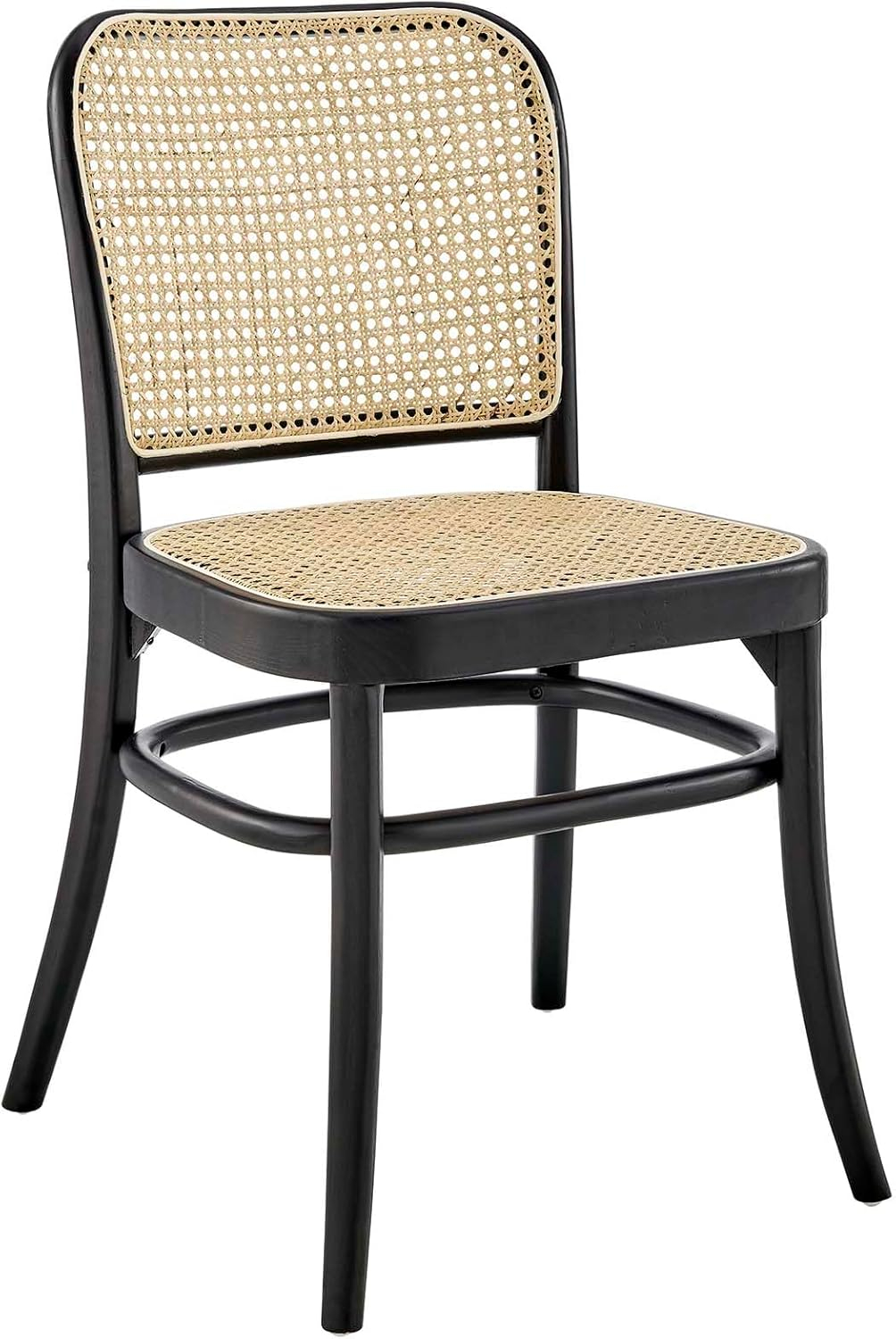 Modway Winona Elm Wood Cane Rattan Seat, Dining Side Chair, Black