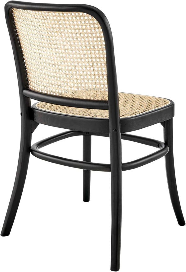 Modway Winona Elm Wood Cane Rattan Seat, Dining Side Chair, Black